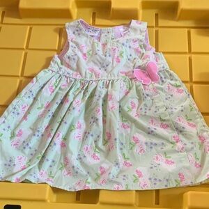 Floral Sleeveless Dress with Pink Butterfly!
